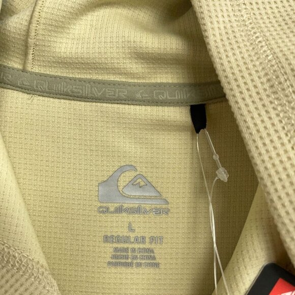 NEW Quiksilver Men's L Tan Waffle Hooded Pullover Sweatshirt Stretch - Picture 6 of 10